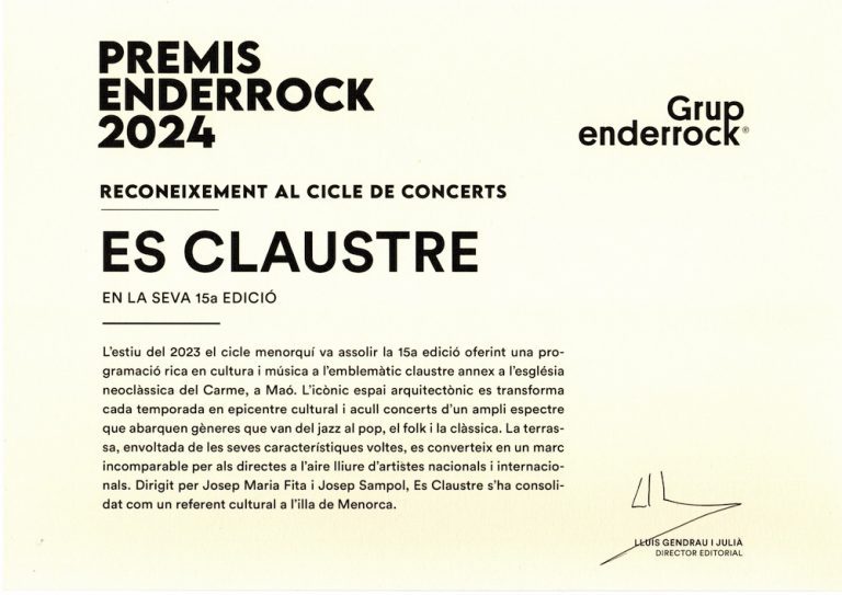 Premis Enderrock Es Claustre 2024